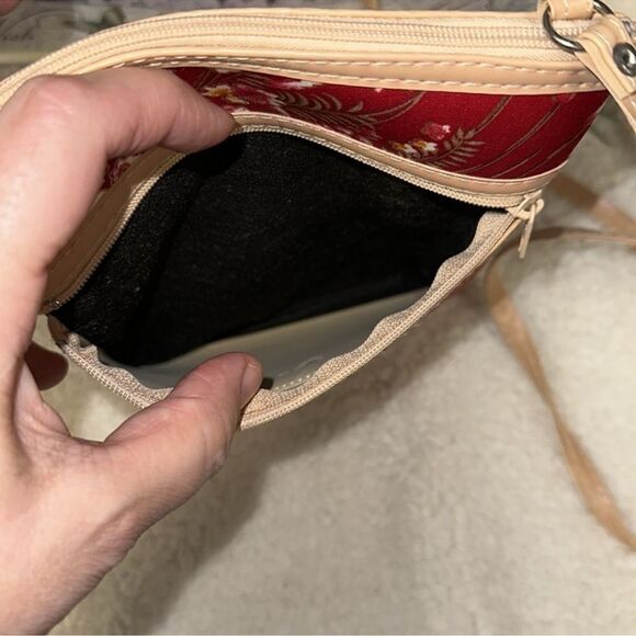 Red Ivory Blue Metallic Gold Floral Thailand Elephant Patch Small Crossbody - Picture 8 of 10